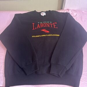Vintage Nascar Sweatshirt Mens Terry Labonte #5 Kelloggs Racing Black Size Large